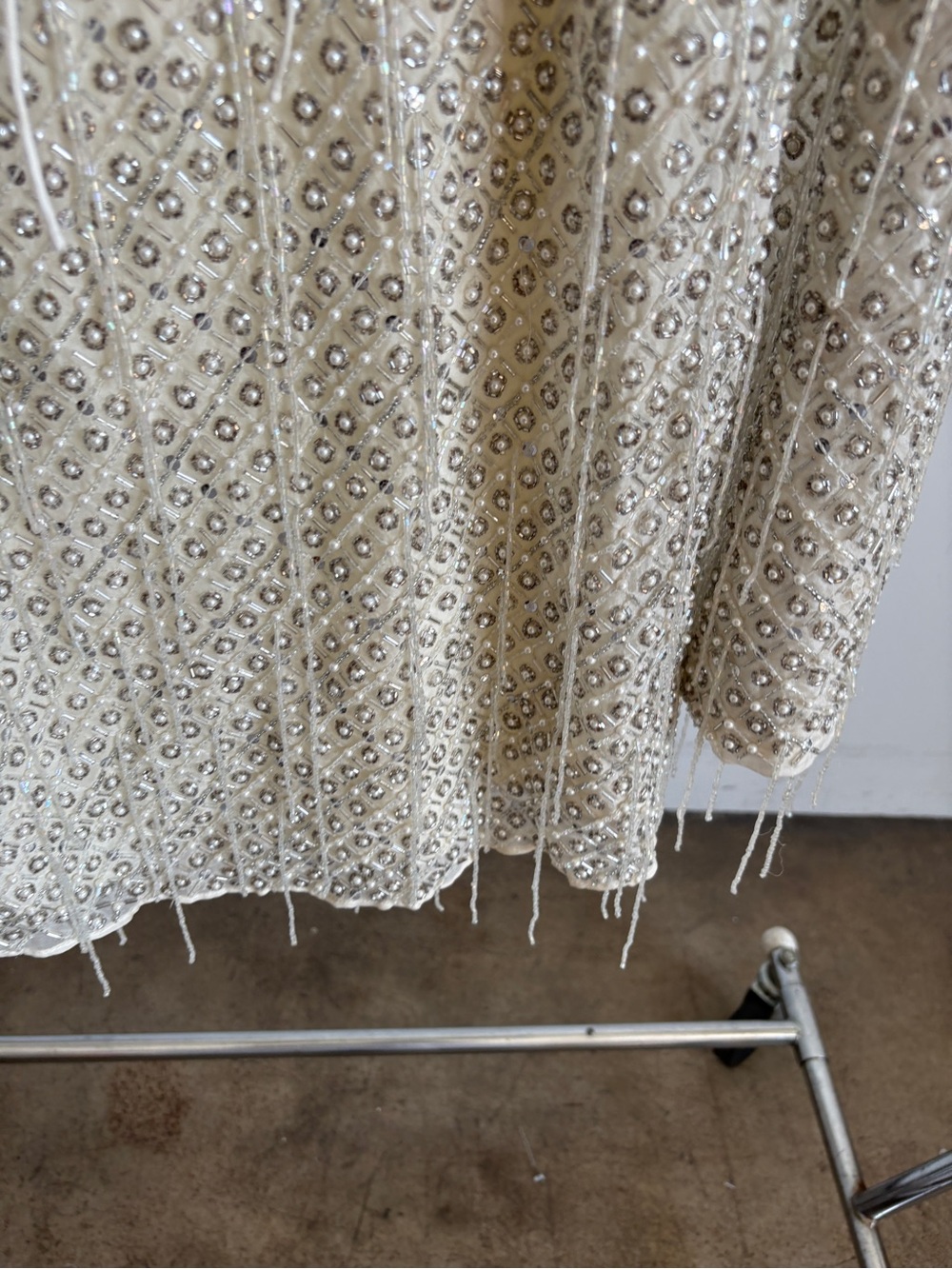 $939 NWOT For Love & Lemons Twinkle Sequin Beaded Mini Dress in Silver Sz Large - Picture 7 of 16